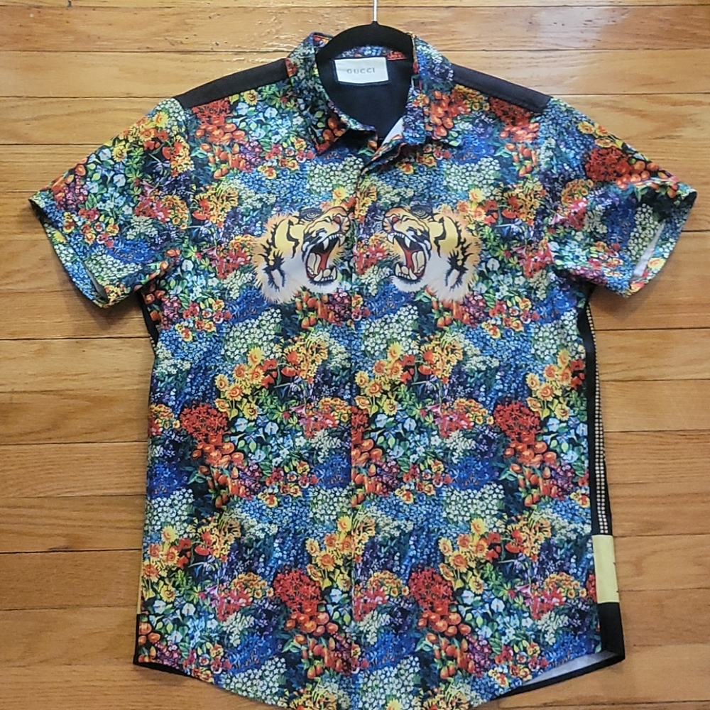 Floral Tiger Button UP